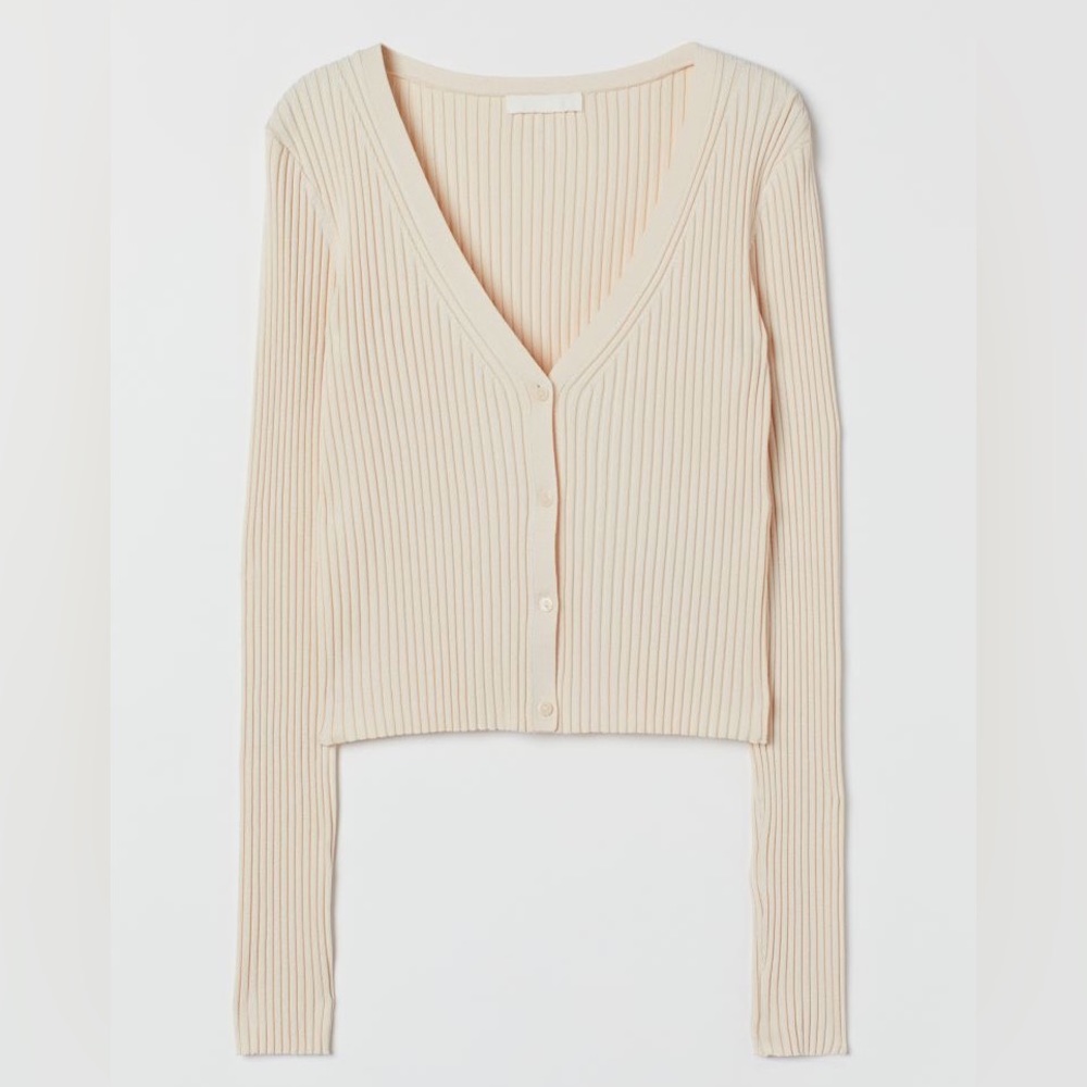 NWT H&M Rib Knit Cardigan - Medium - Light Beige